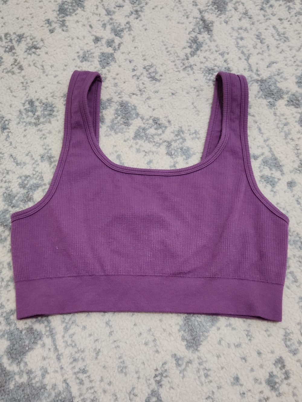 Fabletics Purple Ribbed Scoop Neck Sports Bra